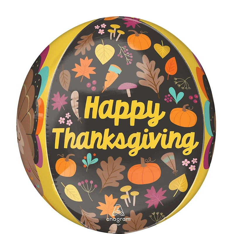 16" Orbz® Happy Thanksgiving Foil Balloon
