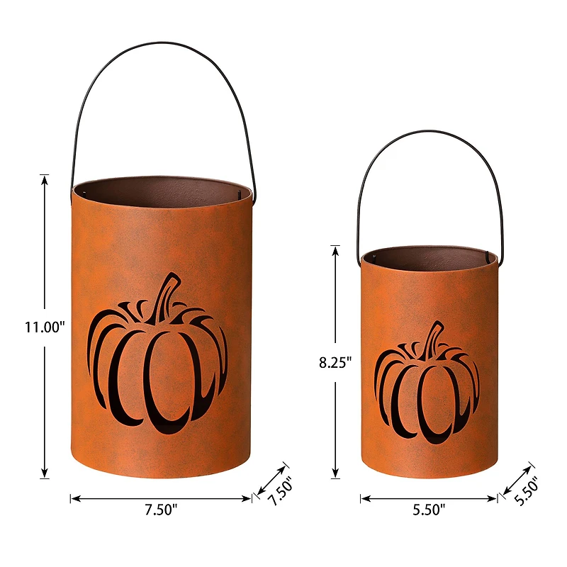 Glitzhome® Metal Cutout Pumpkin Bucket Set