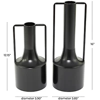 The Novogratz Black Metal Vase with Handles Set of 2 16", 12"