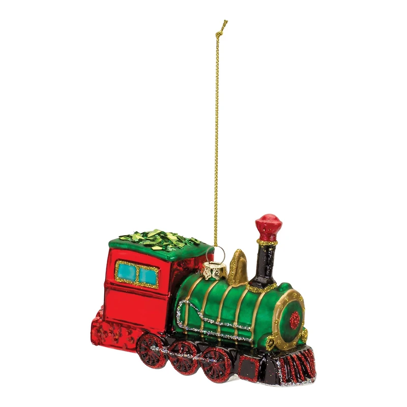 6ct. 3" Glittered Glass Train Ornaments