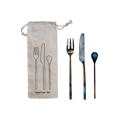 Hello Honey® Burnt Gray Hammered Stainless Steel Appetizer Set