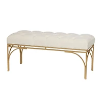 White Metal Glam Bench, 18" x 39" x 16"
