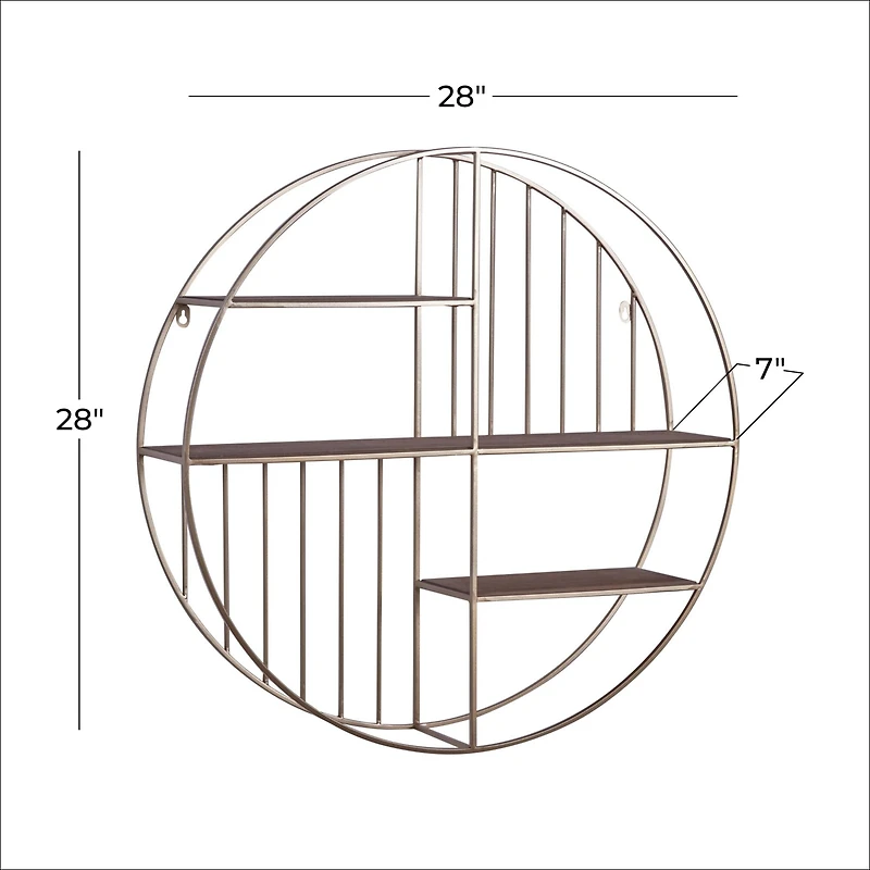 Gold Metal Modern Wall Shelf, 28" x 28" x 7"
