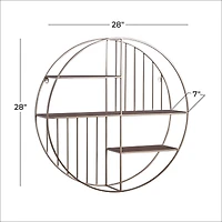 Gold Metal Modern Wall Shelf, 28" x 28" x 7"