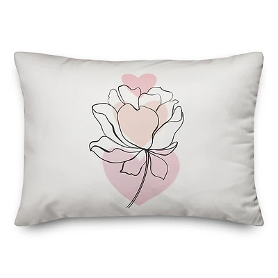 Flower Line Drawing Throw Pillow