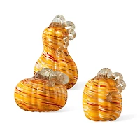 Glitzhome® Multi Stripes Glass Pumpkin & Gourd Set