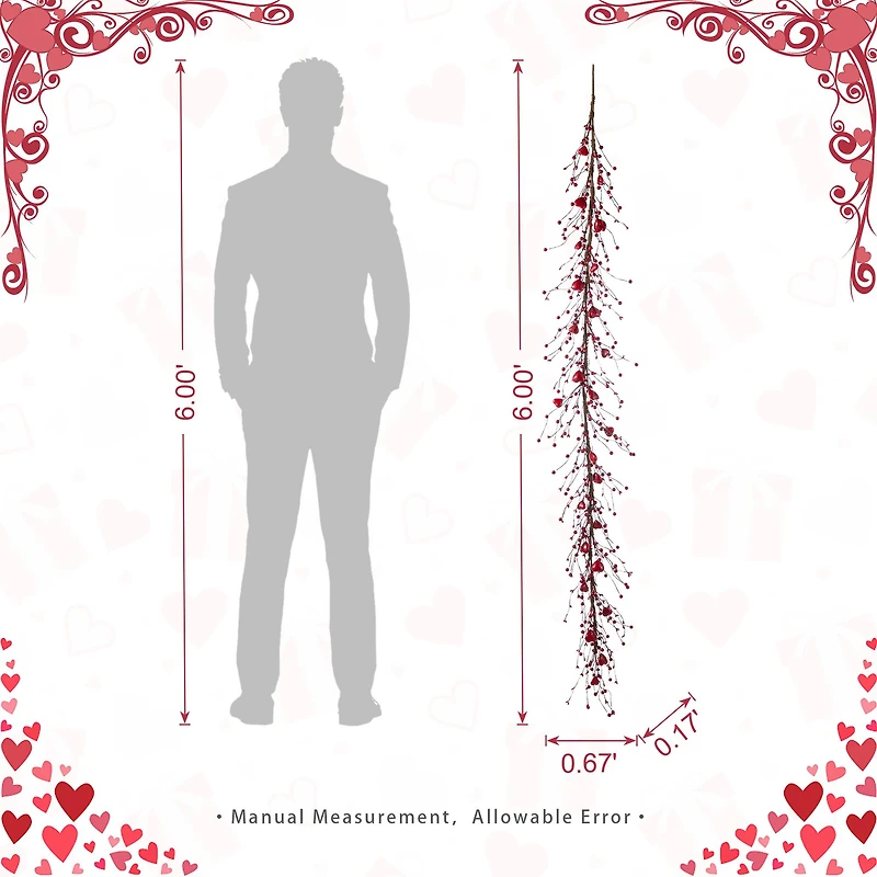 Glitzhome® 6ft Valentine's Red Berry Garland