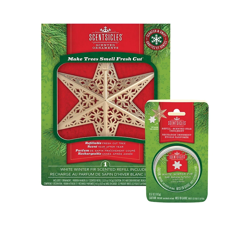 Scentsicles Gold White Winter Fir Metal Star Ornament with Refill
