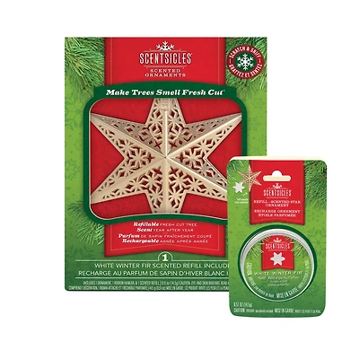 Scentsicles Gold White Winter Fir Metal Star Ornament with Refill