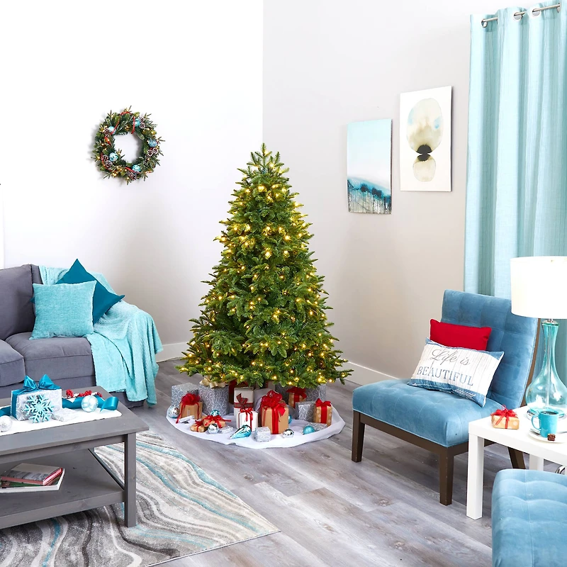 6ft. Pre-Lit Wyoming Fir Artificial Christmas Tree with Clear LED Lights 