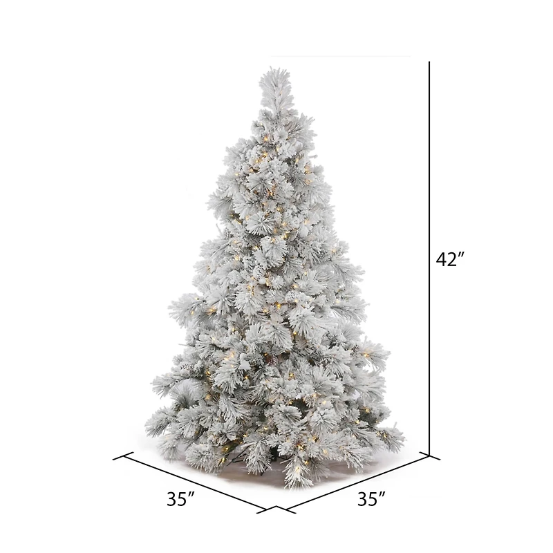 3.5ft. Pre-Lit Flocked Alberta Artificial Christmas Tree, Pure White LED Lights