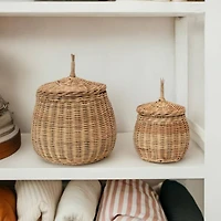 Hello Honey® Hand-Woven Wicker Baskets with Lids Set