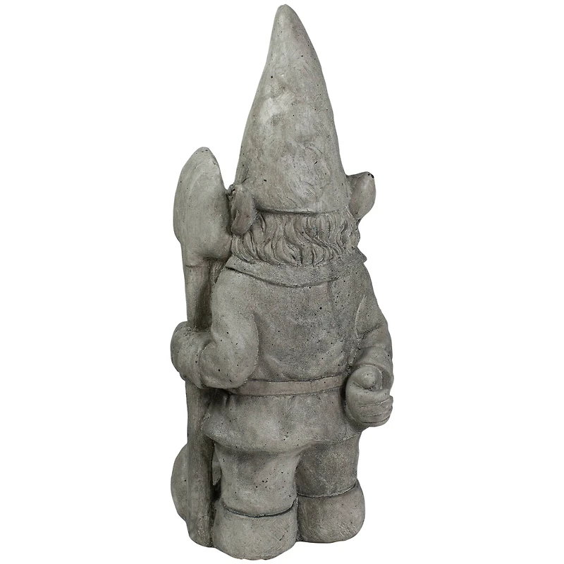 18.5" Gray Gardener Gnome with Shovel Outdoor Garden Statue