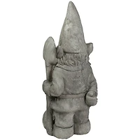 18.5" Gray Gardener Gnome with Shovel Outdoor Garden Statue