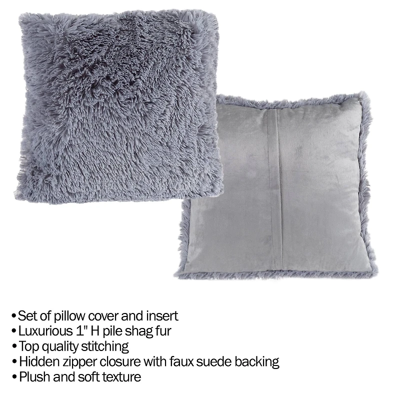 Hastings Home Faux Fur Shag Throw Pillow