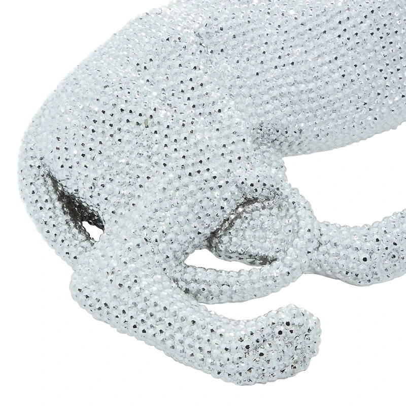 9" White Polystone Leopard Glam Sculpture