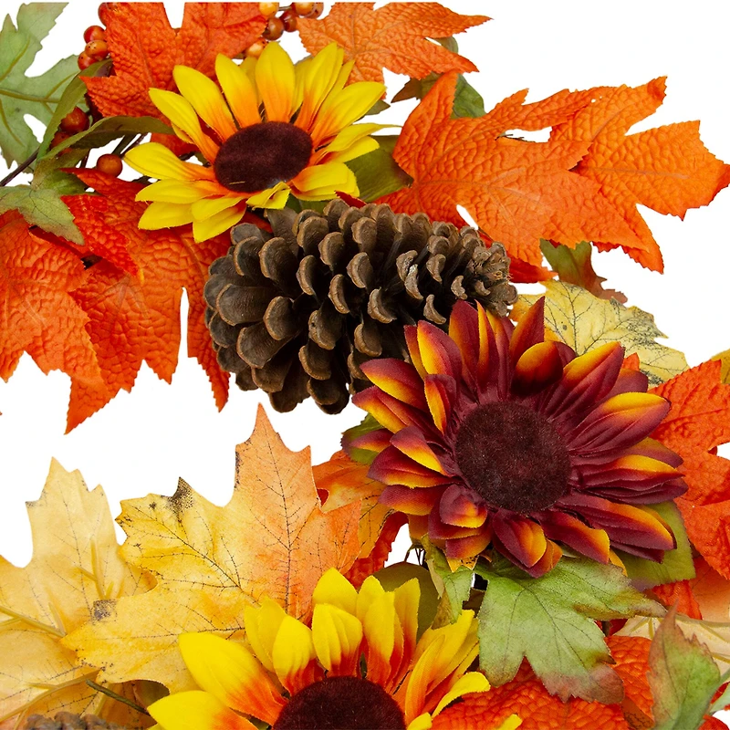 24" Sunflower & Pinecone Fall Wreath