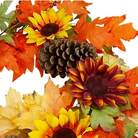 24" Sunflower & Pinecone Fall Wreath