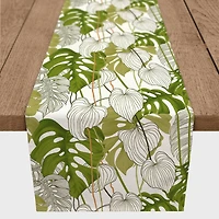 Yellow Green Monstera 16" x 72" Cotton Twill Runner
