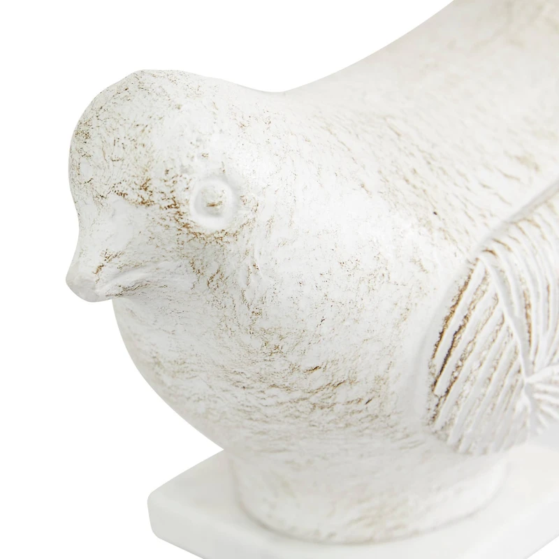 Set of 2 White Ceramic Coastal Bird Sculpture, 16.75", 18.25"