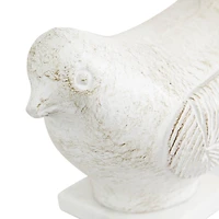 Set of 2 White Ceramic Coastal Bird Sculpture, 16.75", 18.25"