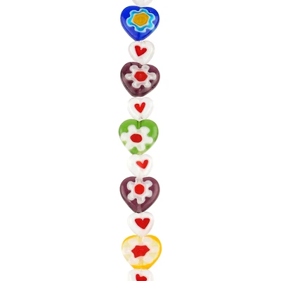 Millefiori Flower Glass Heart Bead Mix by Bead Landing™