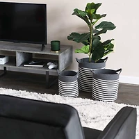 Household Essentials Gray & White Striped Cotton Basket Set
