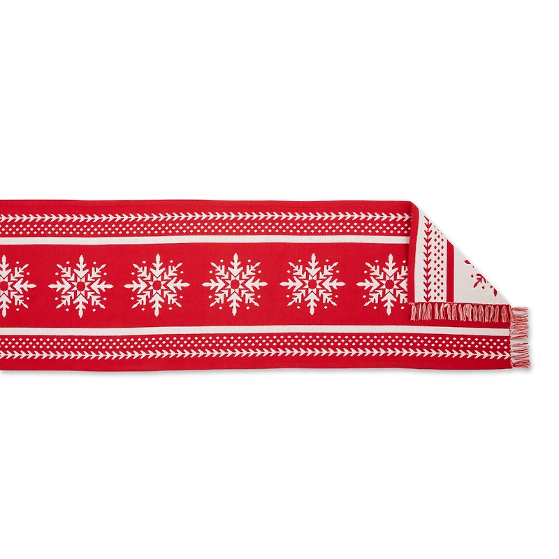 DII® 72" Nordic Snowflake Stripe Jacquard Table Runner