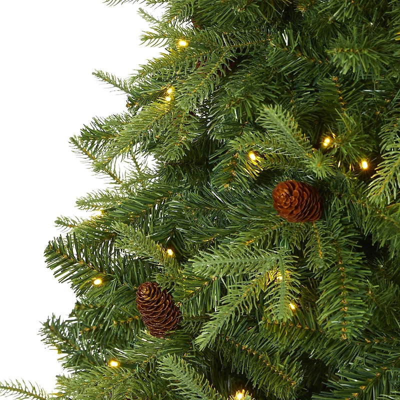 7ft. Pre-Lit Wellington Spruce Artificial Christmas Tree, Clear LED Lights