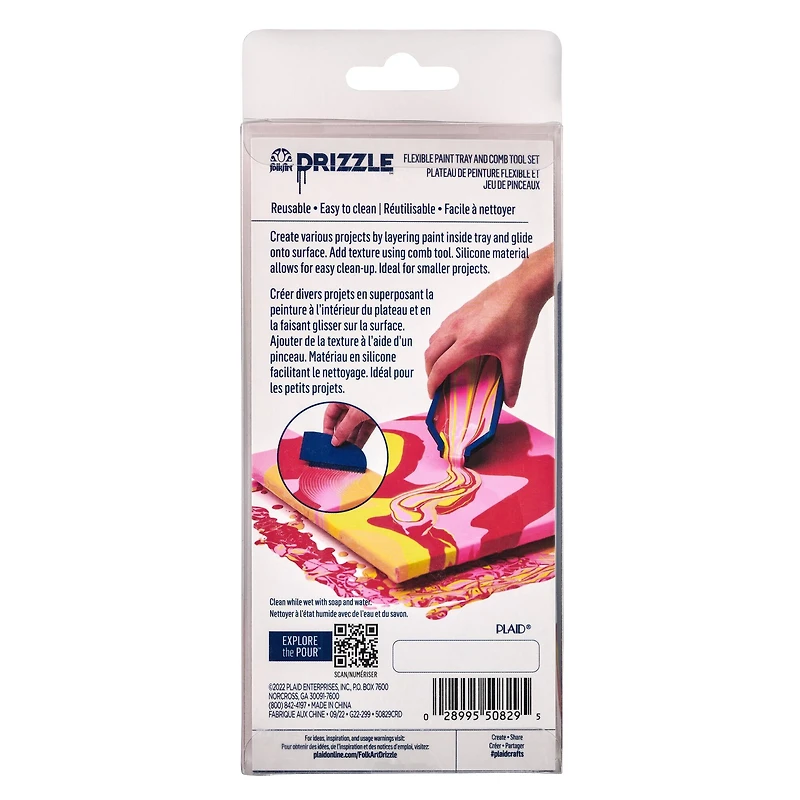 12 Pack: FolkArt® Drizzle™ Flexible Paint Tray & Comb Tool Set