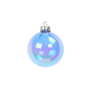 6 Pack 2.5" Light Blue Iridescent Glass Ball Ornaments by Ashland®