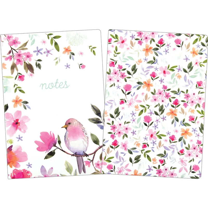 JAM Paper Wildflower Dreams Lightweight Hardcover Notebook with Elastic Band, 2ct.