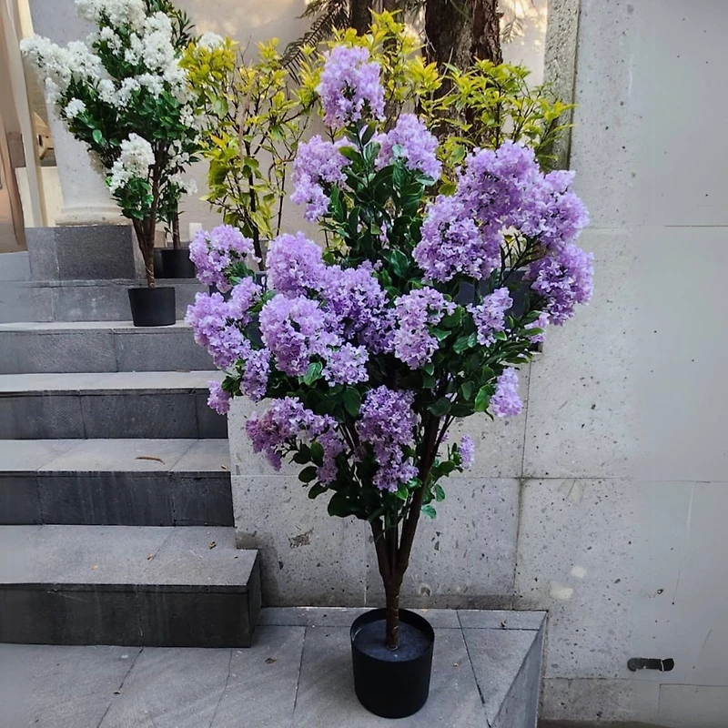 GreenSmart Dekor 4ft. Artificial Lilac Tree Plant in Black Pot 