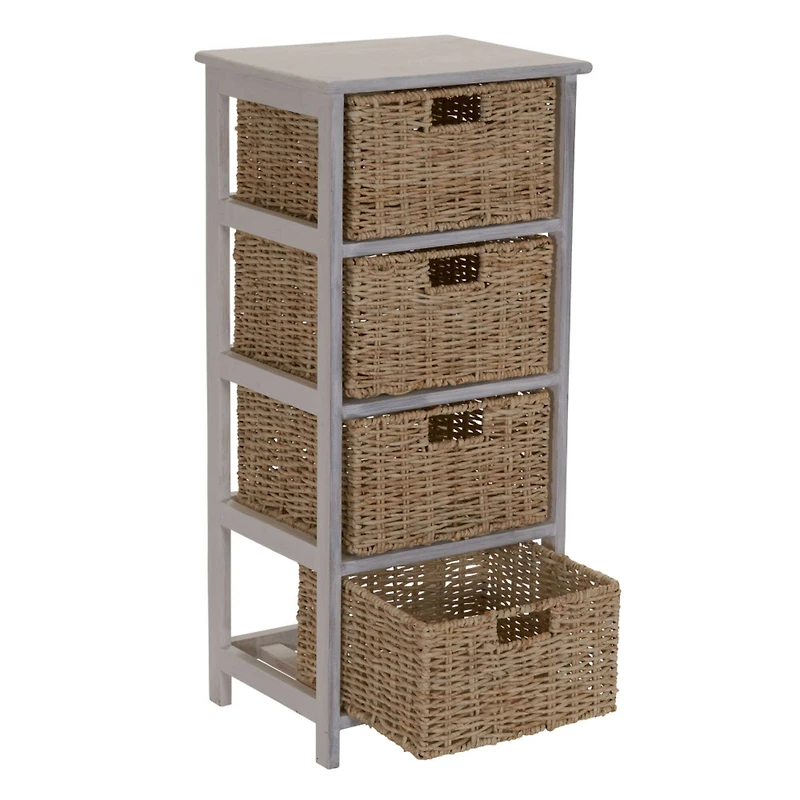Household Essentials 4-Drawer Dresser with Natural Wicker Baskets
