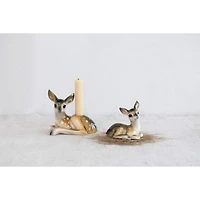Hello Honey® 4" Brown & White Decorative Stoneware Fawn Figurine