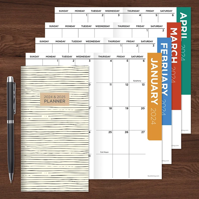 2024-2025 Sketchy Lines Monthly Pocket Planner