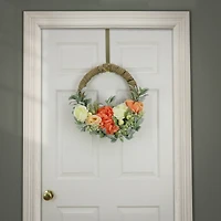 20" Spring Peony, Rose, & Lamb’s Ear Hoop Wreath