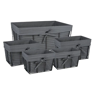 DII® Gray Lined Vintage Wire Basket Set