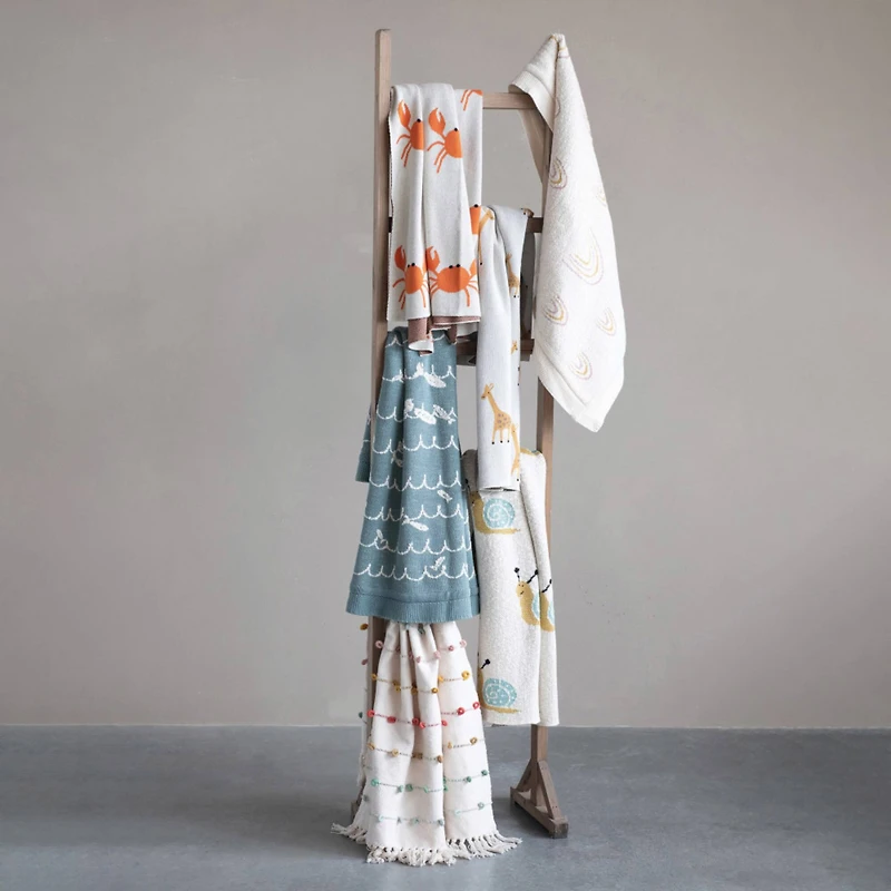 Hello Honey® Cream Cotton Knit Baby Blanket with Rainbows