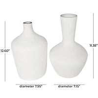 White Glass Textured Vase Set