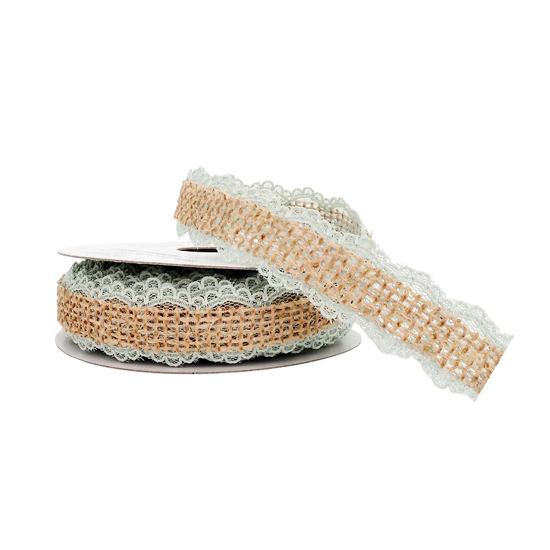 12 Pack: 3/4" x 5yd. Faux Burlap & Lace Ribbon by Celebrate It® Classic