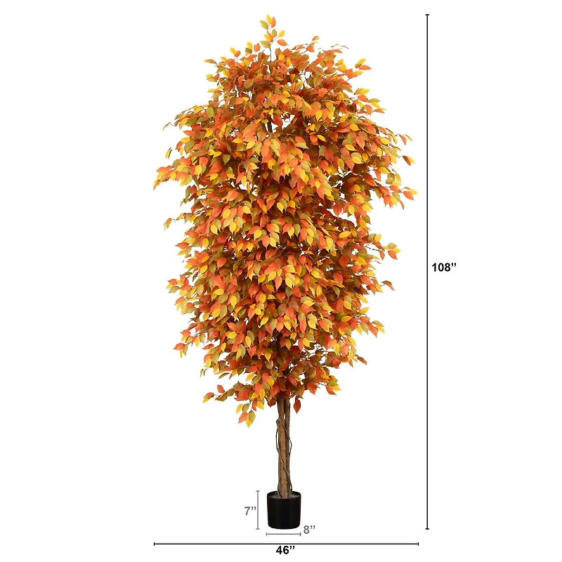 9ft. Potted Artificial Autumn Ficus Tree