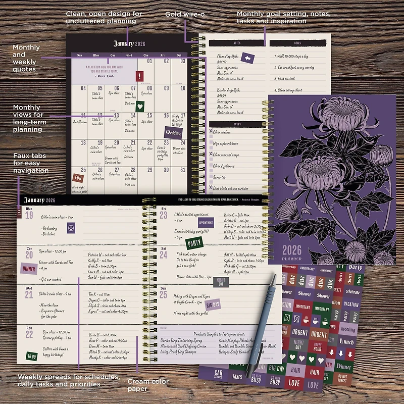 2026 Witch's Flower Medium Weekly Monthly Planner