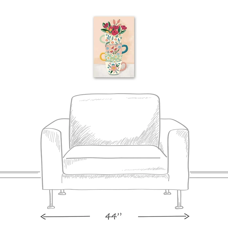 Floral Mug Stack Canvas Wall Art