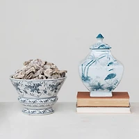 Hello Honey® 10" Blue & White Round Blossom Porcelain Bowl