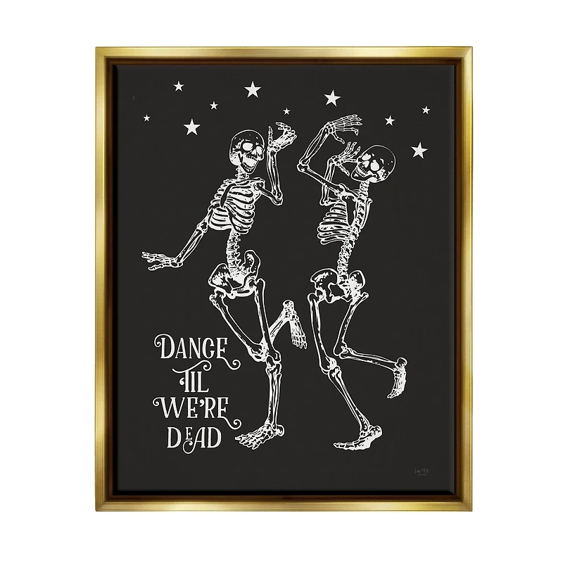 Stupell Industries Dance 'Til We're Dead Skeletons Framed Floater Canvas Wall Art