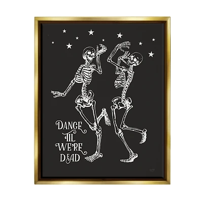 Stupell Industries Dance 'Til We're Dead Skeletons Framed Floater Canvas Wall Art