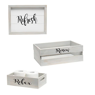 Elegant Designs Gray Wash Towel Holder