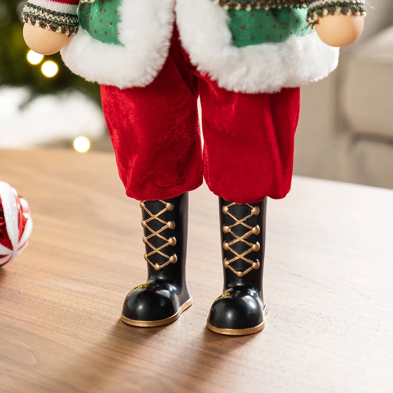 Glitzhome® 20"H Faux Fur Christmas Nutcracker Figurine