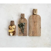 Hello Honey® Hand-Carved Mango Wood Cutting Board with Face Handle